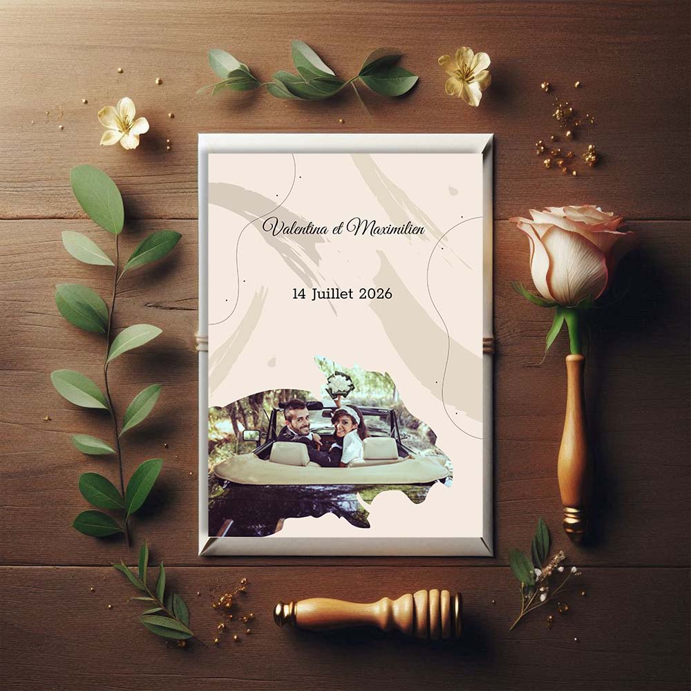 Faire-part de mariage - Moderne fond lin – Image 3