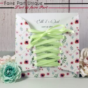 Faire-part pochette cabaret champêtre - Brin et coquelicots