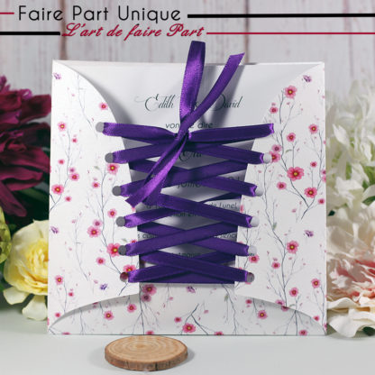 Faire-part pochette cabaret champêtre - Jolies fleurs
