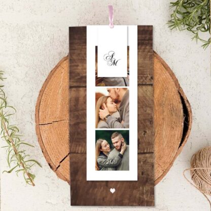 Faire-part mariage - Bois et photomaton