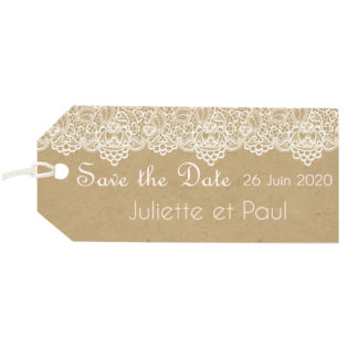 Etiquette à bagage - Kraft et dentelle
