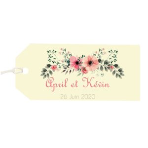 Etiquette à bagage - Esprit floral rose