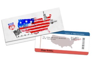 Pochette cadeau billet d’avion USA