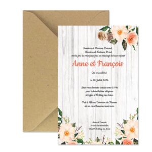 Faire-part magnet - Floral et plume