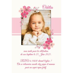 Faire-part de baptême magnet Odélia