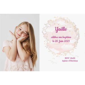 Faire-part de baptême magnet Yaëlle