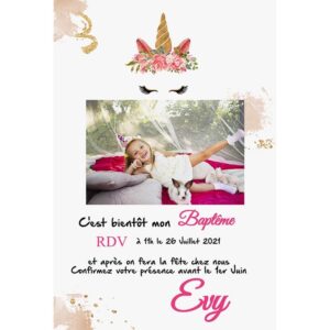 Faire-part de baptême magnet Evy