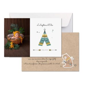 Faire-part baptême "Le p'tit tipi"
