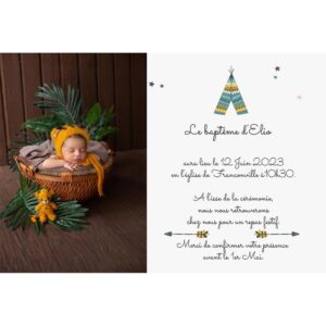 Faire-part baptême magnet - "Le p'tit tipi"