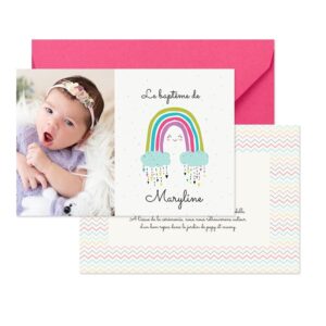 Faire-part baptême - Happy rainbow