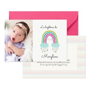 Faire-part baptême - Happy rainbow