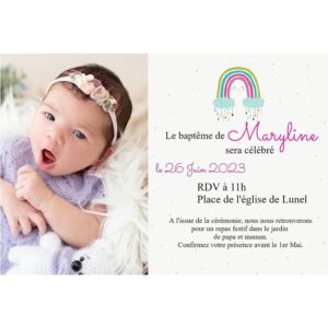 Faire-part baptême magnet - Happy rainbow