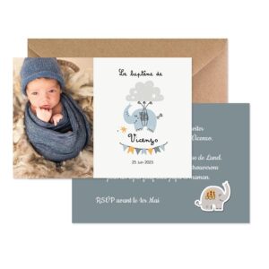 Faire-part baptême - Little Elefun