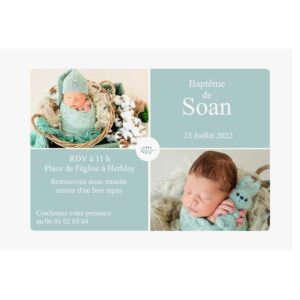 Faire-part de baptême magnet - brin d'amour