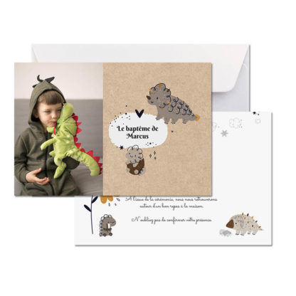 Faire-part baptême "Dinosaurus"