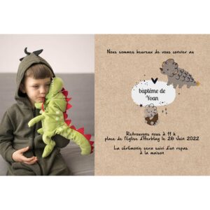 Faire-part de baptême magnet "Dinosaurus"