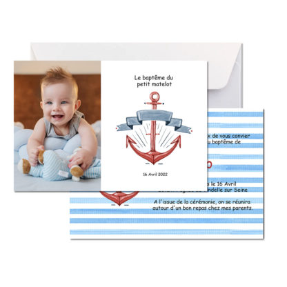 Faire-part baptême "Le petit marin"