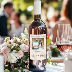 Etiquette bouteille de vin - Moderne fond lin