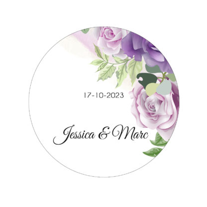 Etiquette adhésive - Floral aquarelle violet (lot de 24 étiquettes)