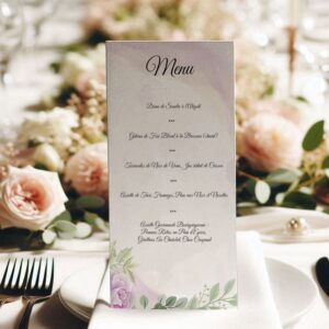 Carte menu - Floral aquarelle violet