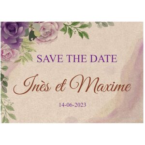 Magnet save the date - Floral aquarelle violet