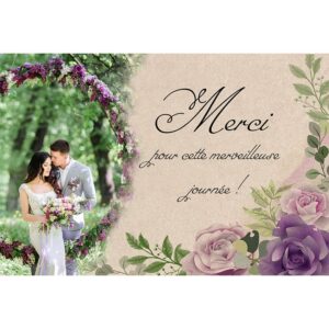 Carte de remerciement - Floral aquarelle violet