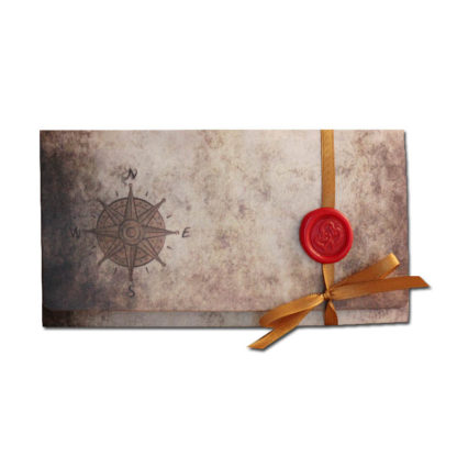 Echantillon faire-part baptême parchemin - Carte au trésor