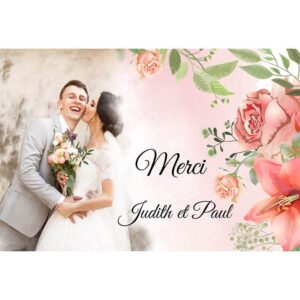 Carte de remerciement - Floral rose aquarelle