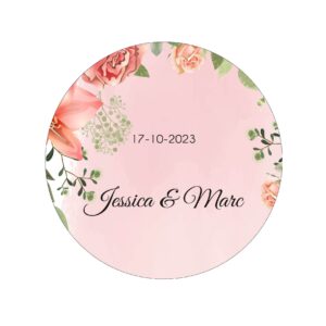 Etiquette adhesive -Floral rose aquarelle ( lot de 24 étiquettes )
