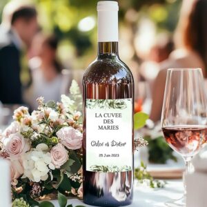 Etiquette bouteille de vin - Couronne nature