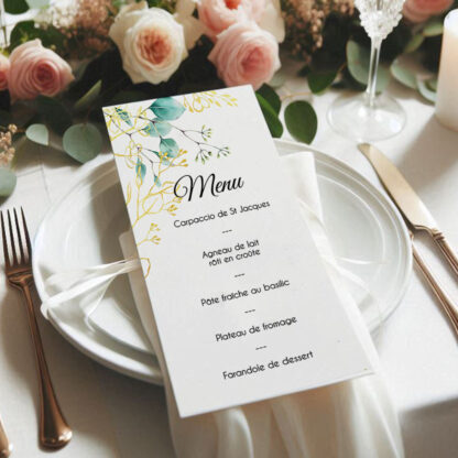 Carte menu - Style bleu doré