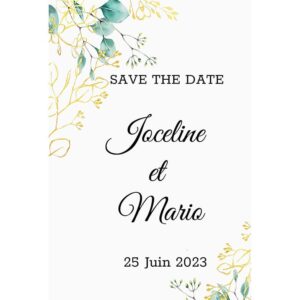 Magnet save the date - Style bleu doré