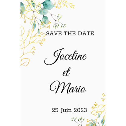 Save the date - Style bleu doré