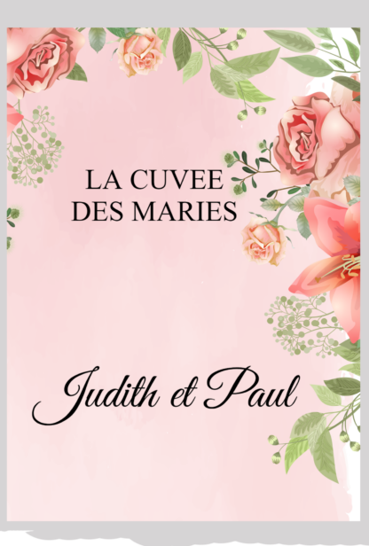 Etiquette bouteille de vin - Floral rose aquarelle ( vendu par 4 ) – Image 3