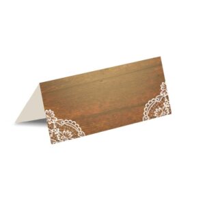 Porte-nom - Dentelle et fond bois