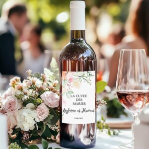 Etiquette bouteille de vin - Floral printanier (vendu par 4)