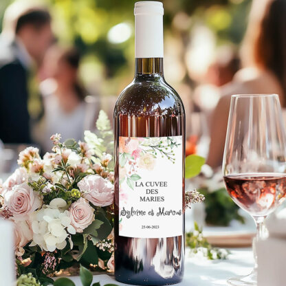 Etiquette bouteille de vin - Floral printanier (vendu par 4)