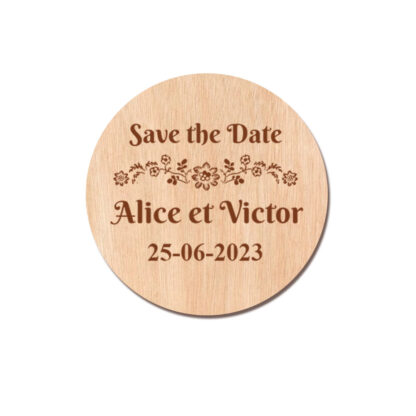 Save the date en bois - magnet en bois - modèle 13 - Petite fleur – Image 2