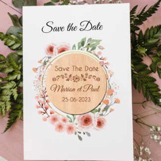 Save the date en bois - magnet en bois - modèle 13 - Petite fleur