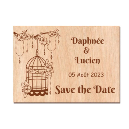Save the date en bois - Cage à oiseau – Image 2