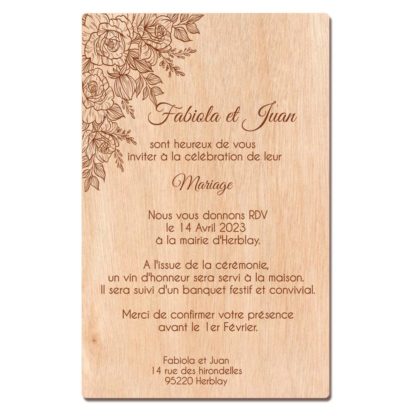 Faire-part en bois - Rose