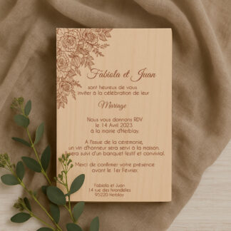 Faire-part en bois - Rose