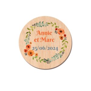 Save the date en bois rond - Ronde champêtre