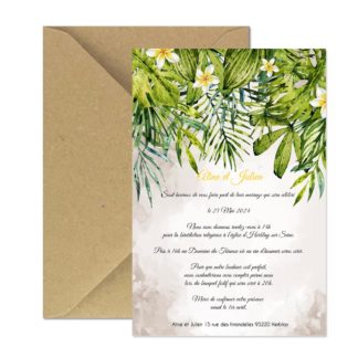 Faire-part magnet - Tropical et fleurs de frangipanier