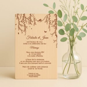 Faire-part en bois - Les inséparables
