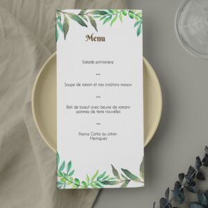 Carte menu - Un brin de nature