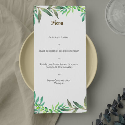 Carte menu - Un brin de nature