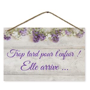 Pancarte bois - Trop tard pour t'enfuir ! Elle arrive ... 2