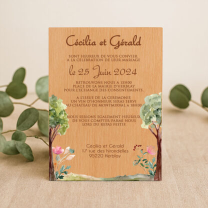 Faire-part en bois - Style champêtre