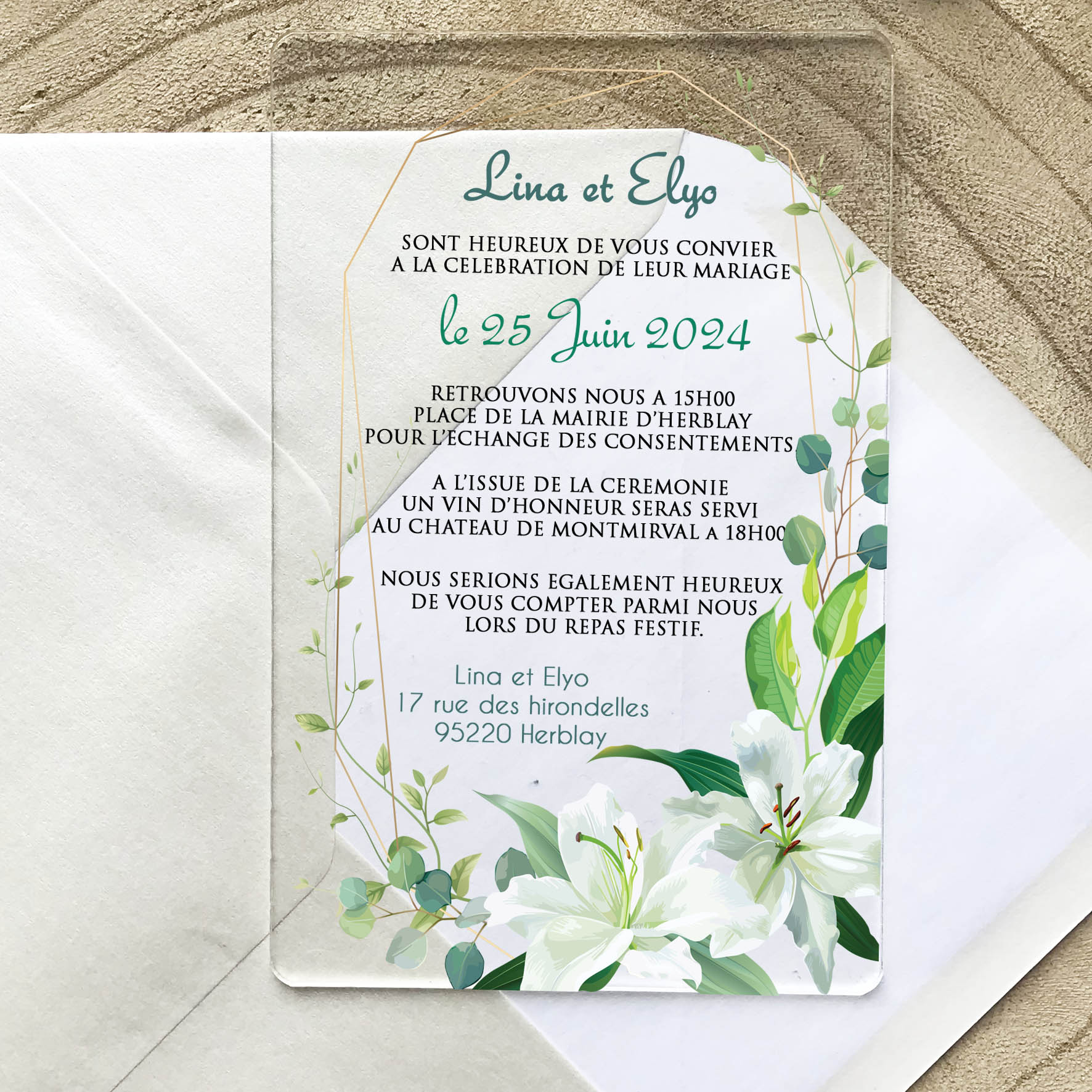 Faire-part de mariage - Lys blanc - FairePartUnique